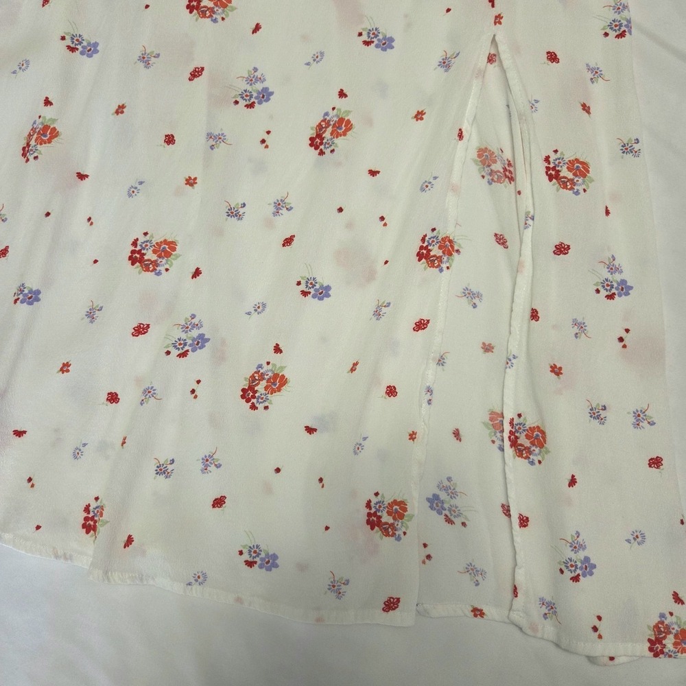 MNG White Floral Smocked Milkmaid Midi Dress Sz Lg Cottagecore Summer y2k 1990s - Picture 5 of 9